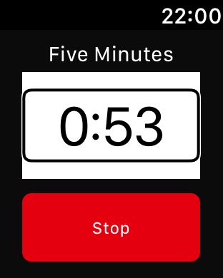 Zrzut ekranu z Apple Watch – Odliczanie upływu czasu