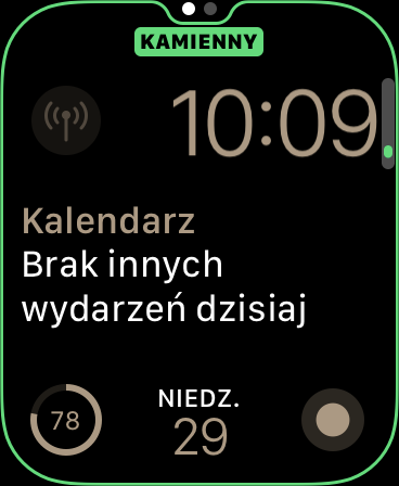 Zrzut ekranu z Apple Watch - Edycja tarczy o nazwie Moduły